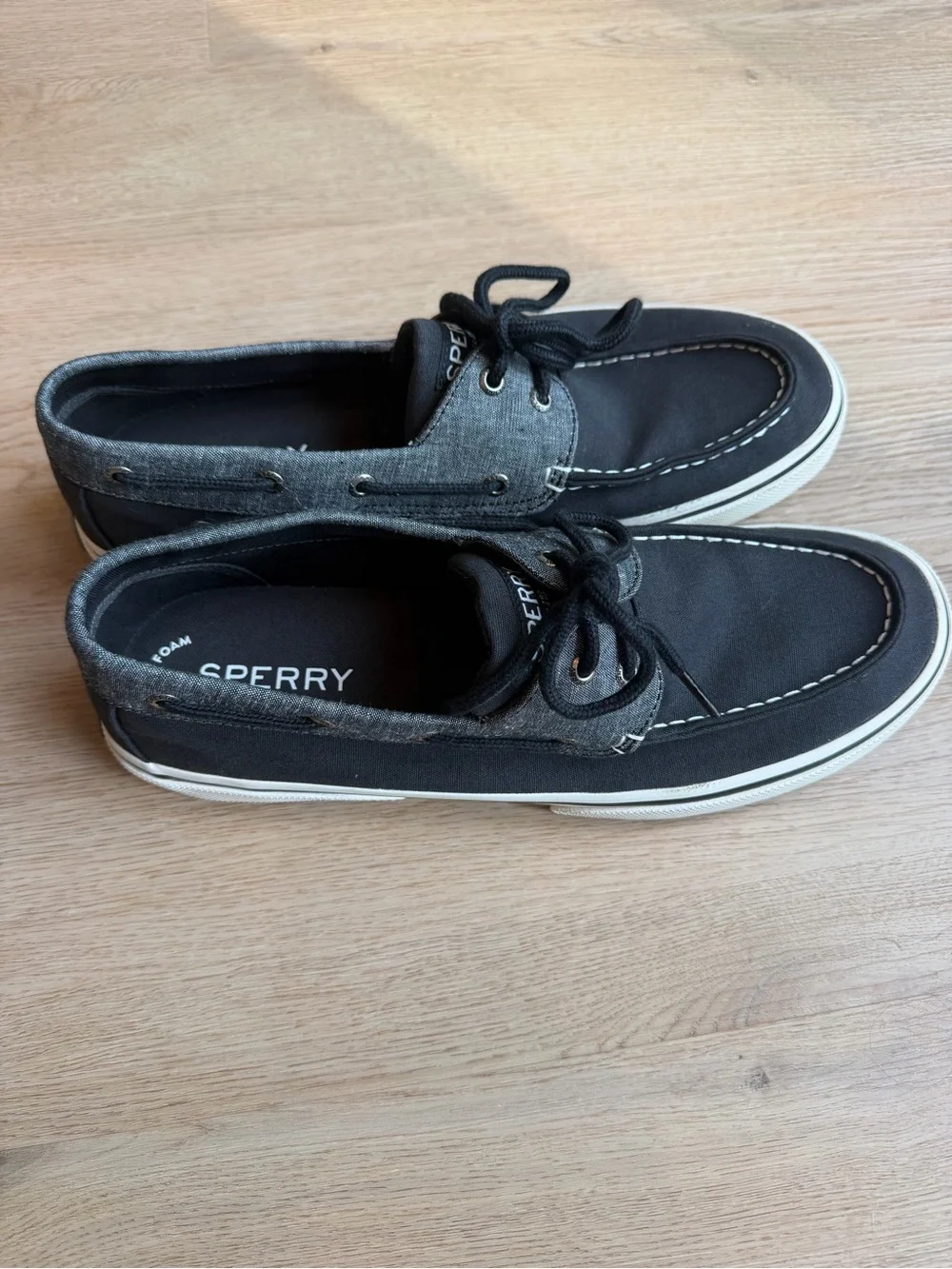 Sperry Two-Tone Black and Charcoal Canvas Boat Shoes
